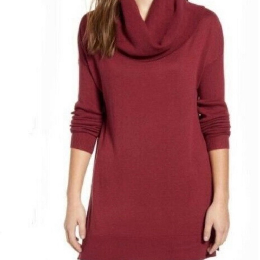 Caslon cowl neck maroon sweater Nordstrom